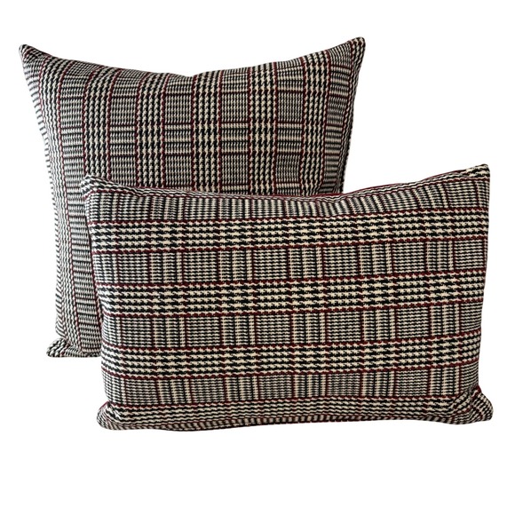 Natuzzi Italia Other - Natuzzi Italia Plaid Feather Filled Throw Pillows Set of 2 Red Black Made Italy